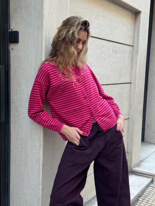 Button Up Striped Sweater