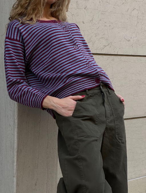 Button Up Striped Sweater