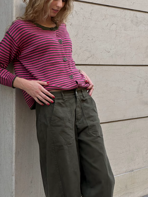 Button Up Striped Sweater