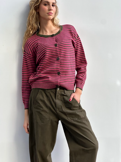 Button Up Striped Sweater