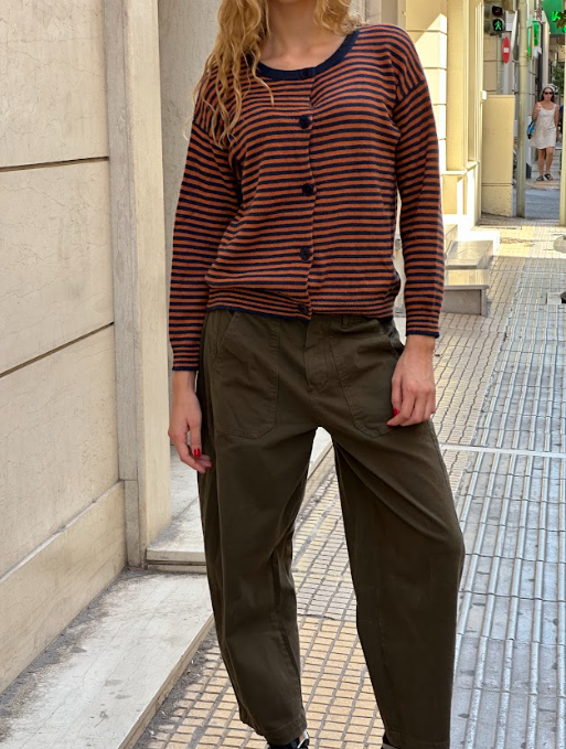 Button Up Striped Sweater