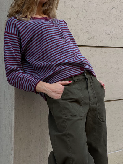 Button Up Striped Sweater