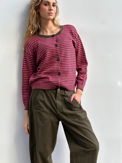 Button Up Striped Sweater