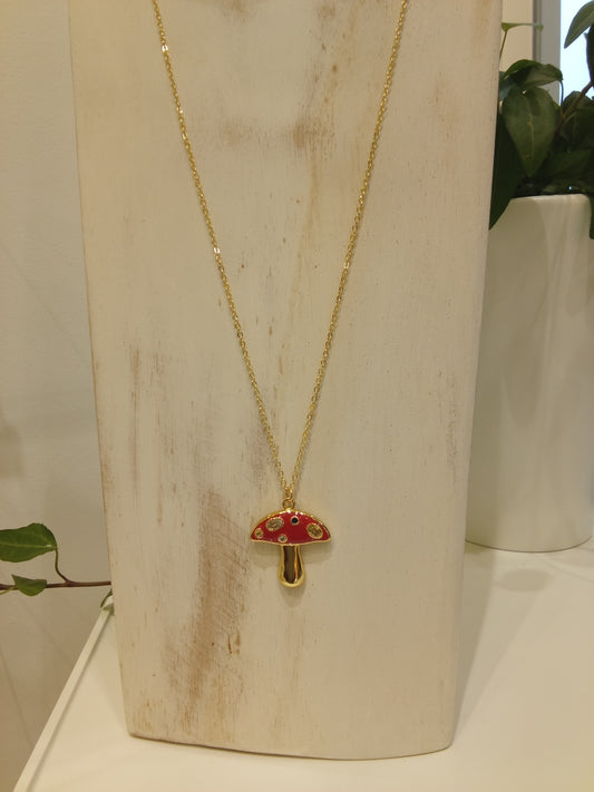 Small mushroom charm necklace