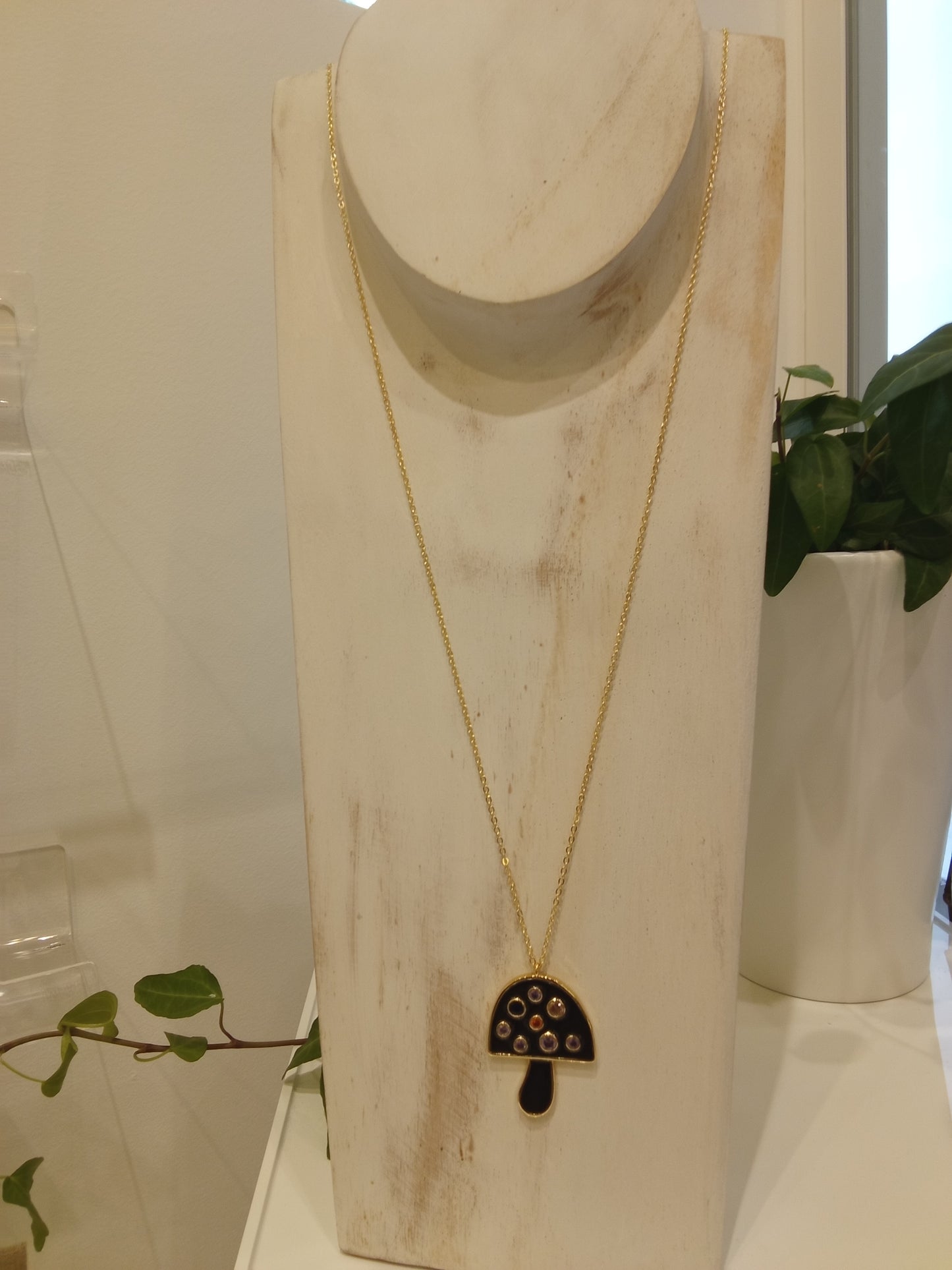 Large mushroom charm necklace
