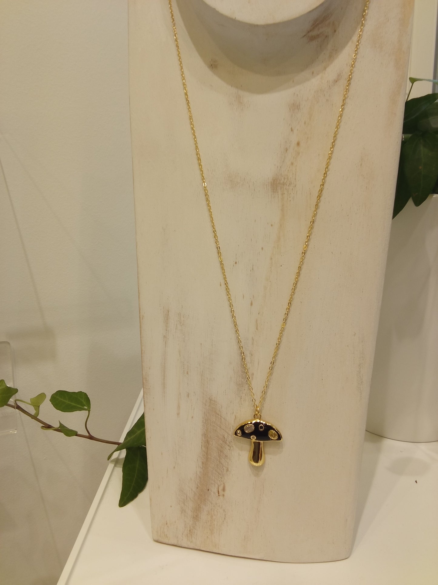 Small mushroom charm necklace