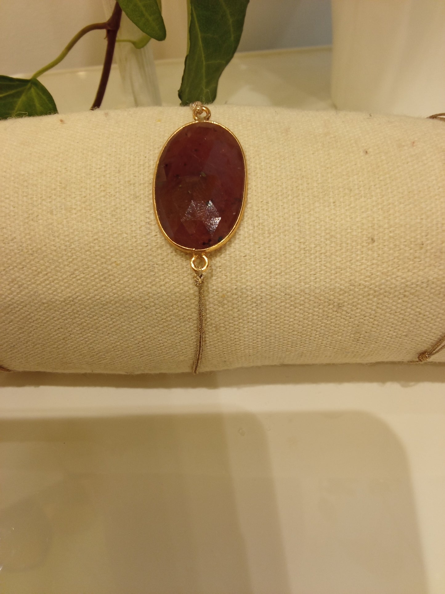 Large semi precious stone bracelet on thread