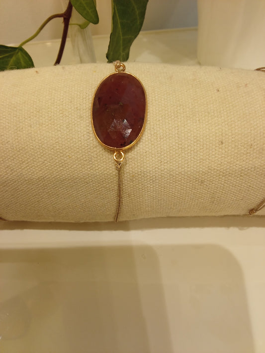 Large semi precious stone bracelet on thread