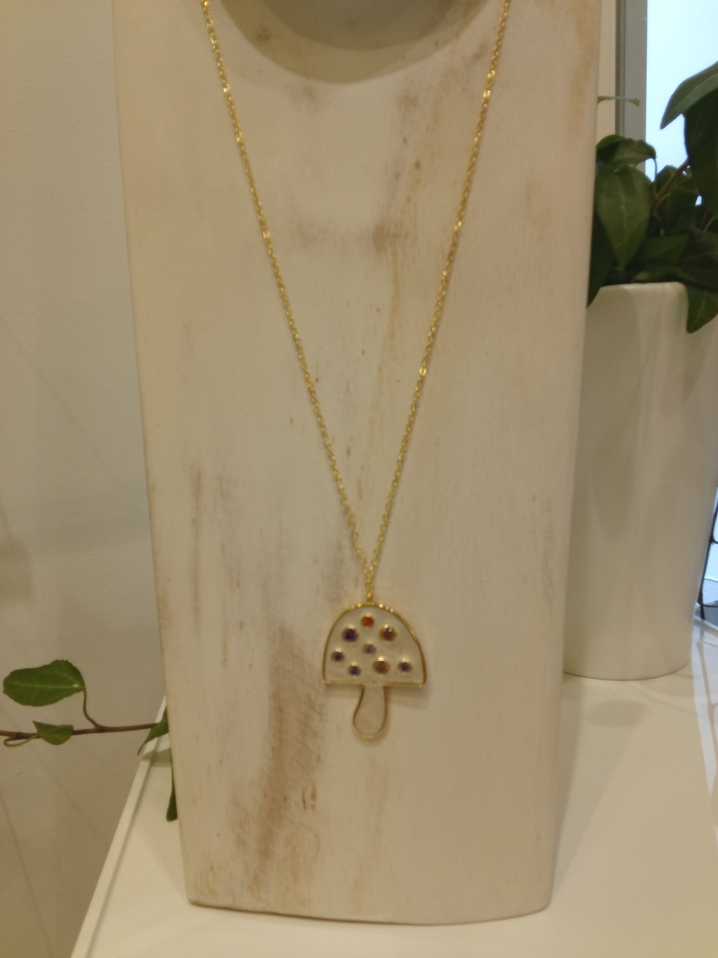 Large mushroom charm necklace