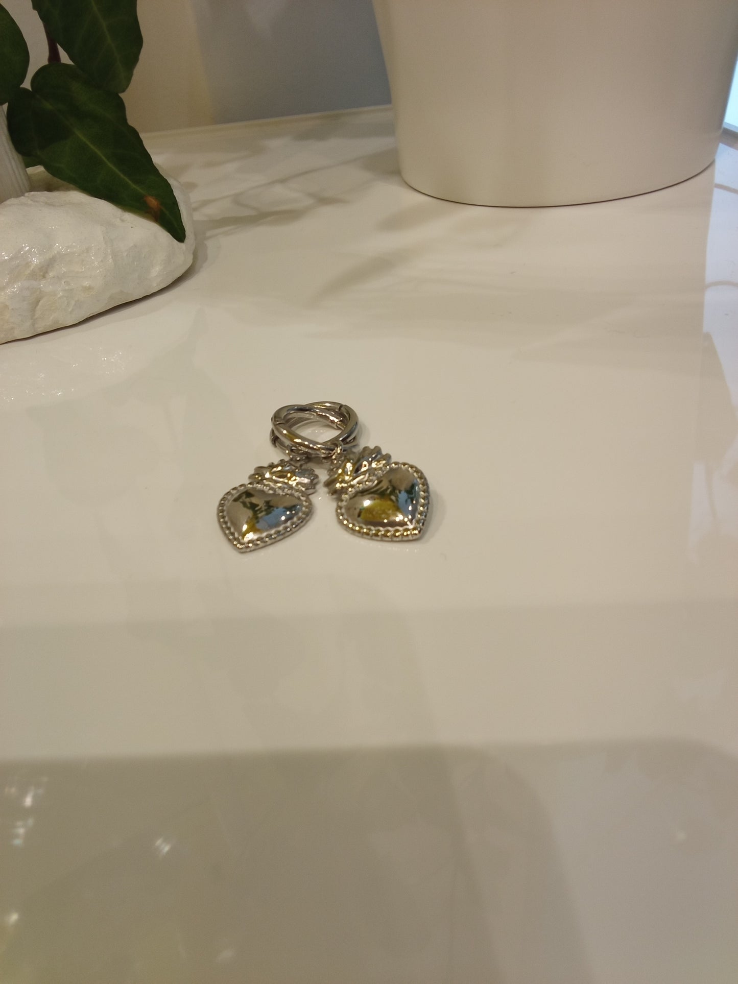 Silver heart earrings