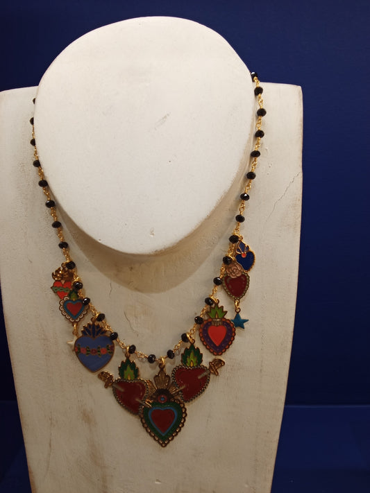 Sacred heart multicharms necklace