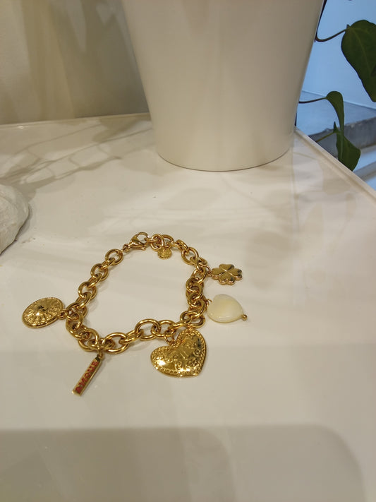 Bracelet with heart,amour,sun, flower charm