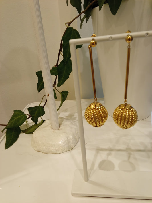 Long dangly sphere ball earrings