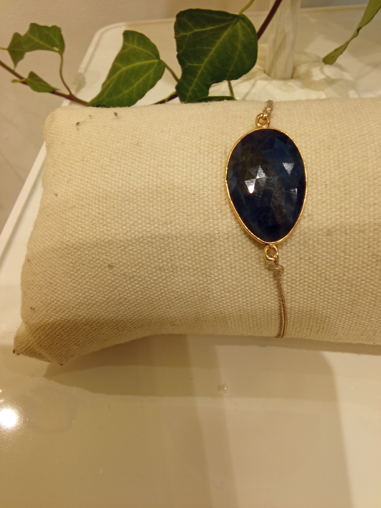 Large semi precious stone bracelet on thread