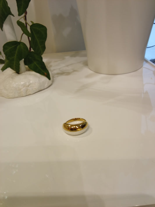 Gold & white dome shaped ring