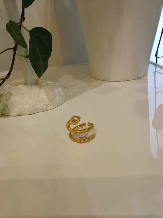 Twirled glittered snake ring