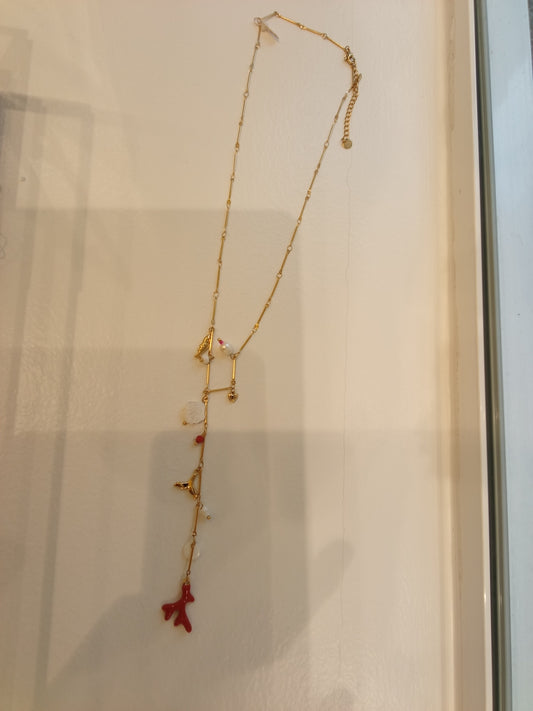 Red Bone charm necklace