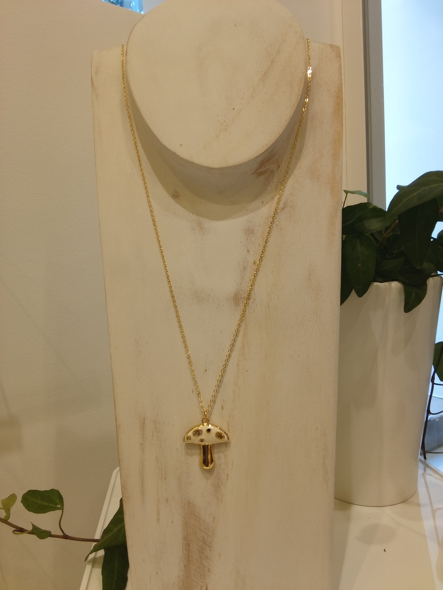 Small mushroom charm necklace